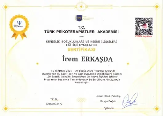 Kendilik Bozuklukları ve Nesne İlişkileri Terapisi Sertifikası